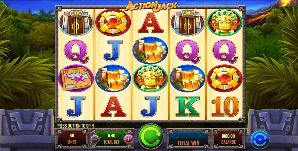 The interface of the Action Jack slot game