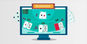 Computer screen with a blackjack game